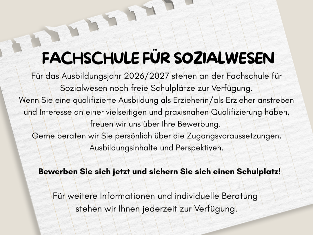 Fachschule für Sozialwesen - Freie Schulplätze 